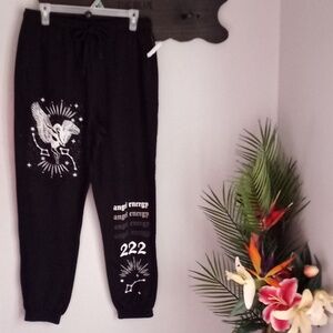 Angel Energy ⛮ 222 Black Jogger Sweatpants Sz Medium  Inseam:27.5" R:13.5"